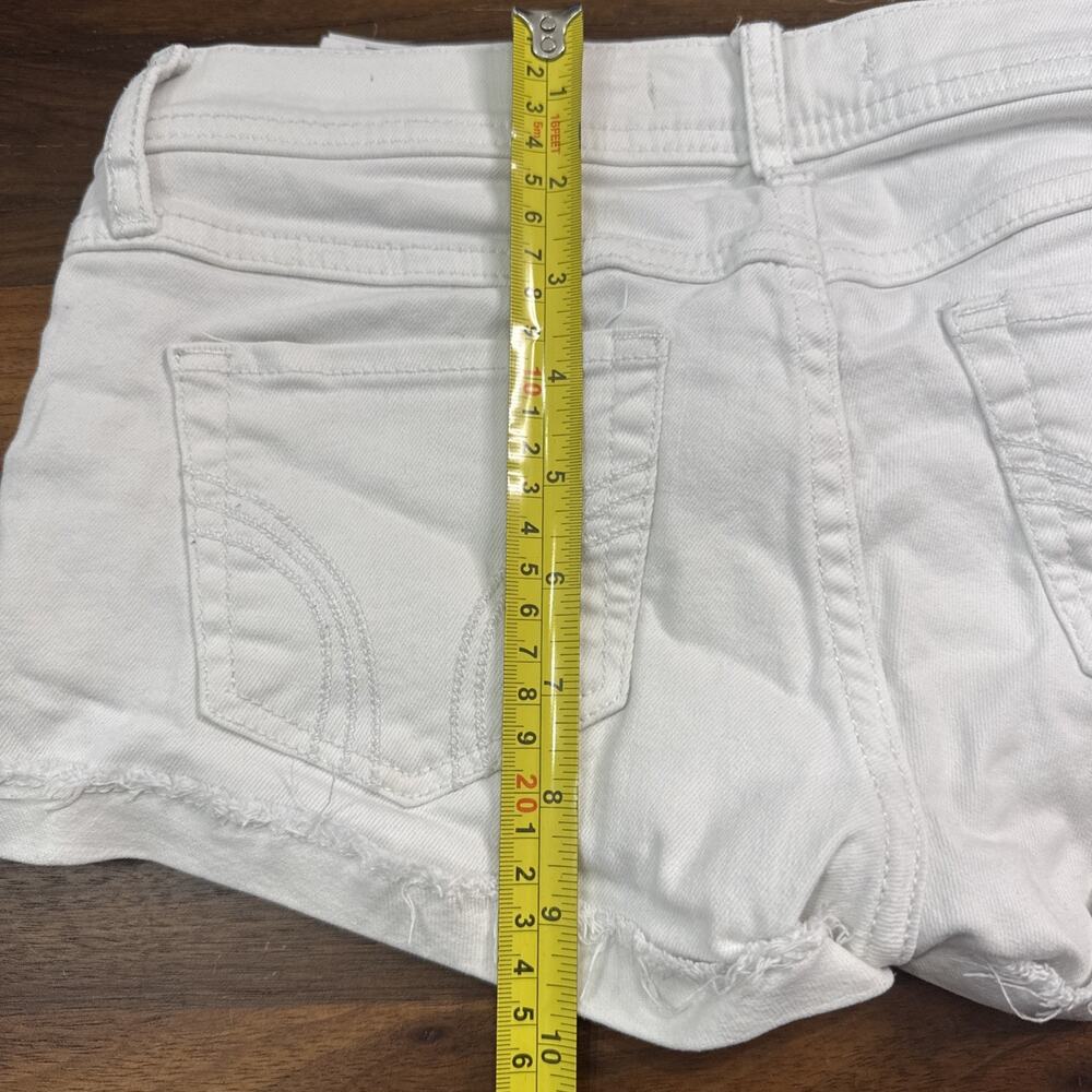 Hollister Y2K Sz 0 Micro Mini Booty Shorts Low Rise Denim Distressed White - Picture 4 of 4